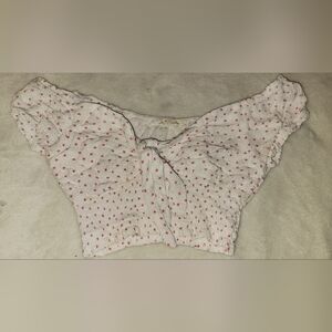 White Crop Top With Pink Stars Print XS